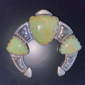 American West RARE sterling silver bold Naja enhancer green earth tones